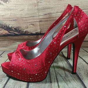 Cupid Red Rhinestone Heel Size 10